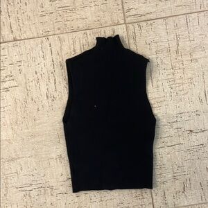 Black Sleeveless Turtleneck Top